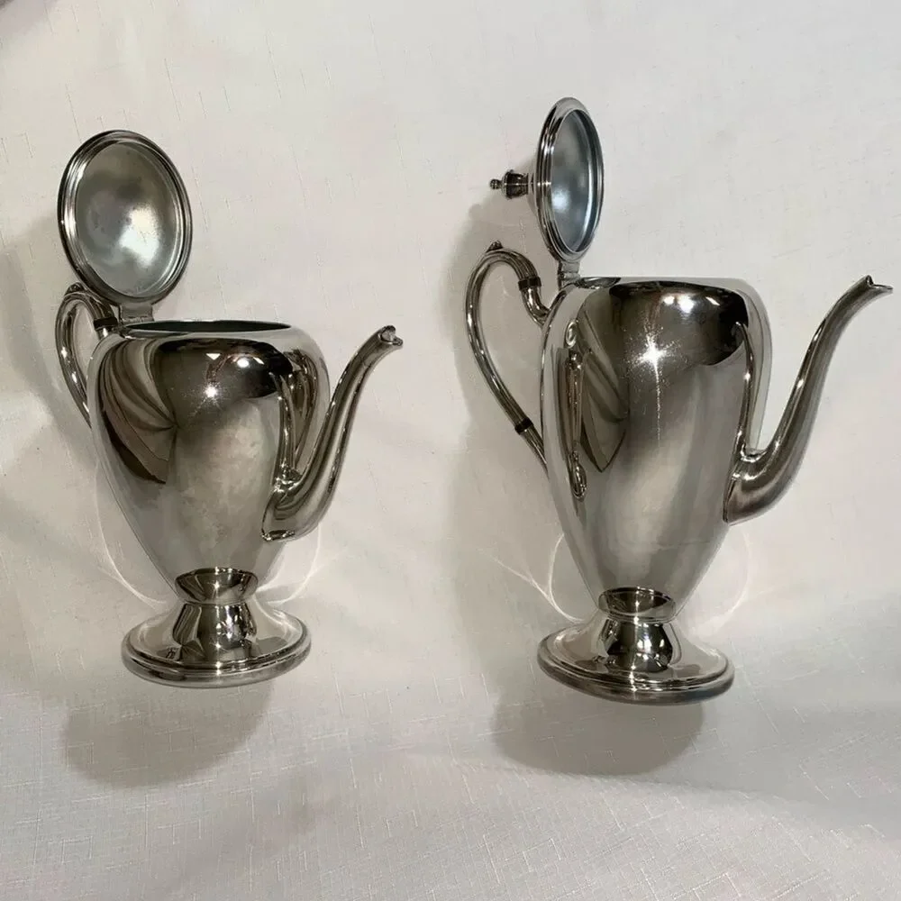 VINTAGE New York Academy Silver Coffee Tea Carafe Set Serving 50s MidCentury Mod